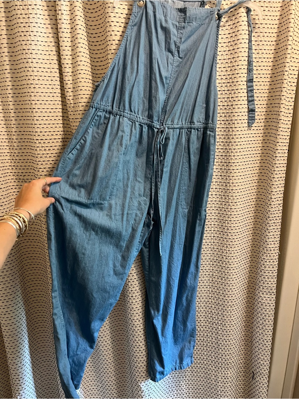Denim-Effect Blue Ankle Jumpsuit
